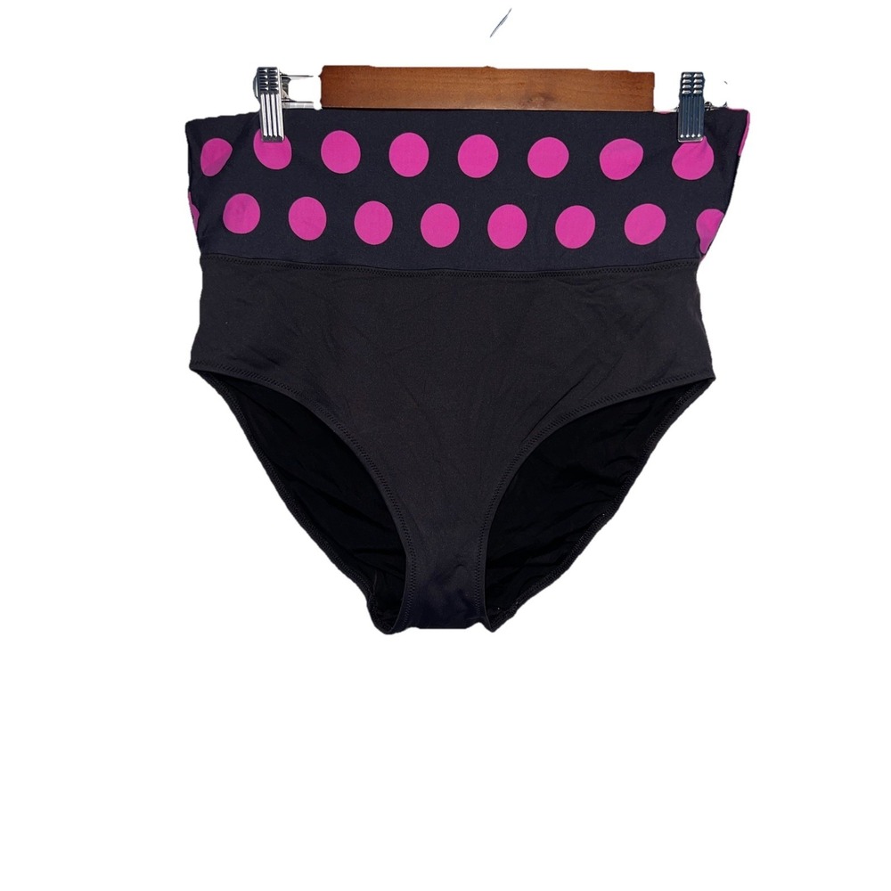 Fantasie Black Pink Polkadot High Waist Bikini Bottom Beach Resort Vacation XLā